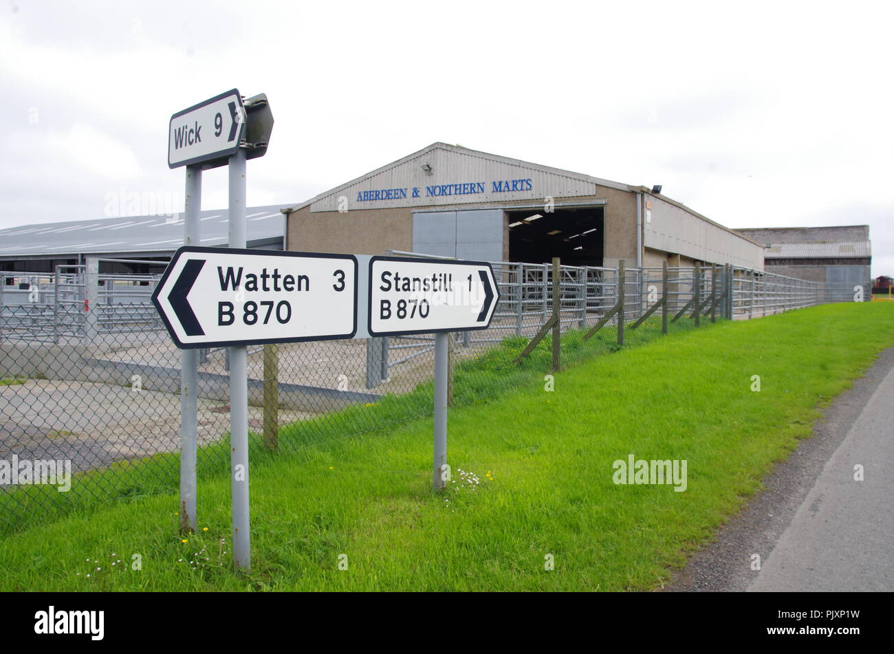 wick and watten sign. John o' groats (Duncansby head) to lands end. End to end trail. Caithness. Highlands. Scotland. UK Stock Photo