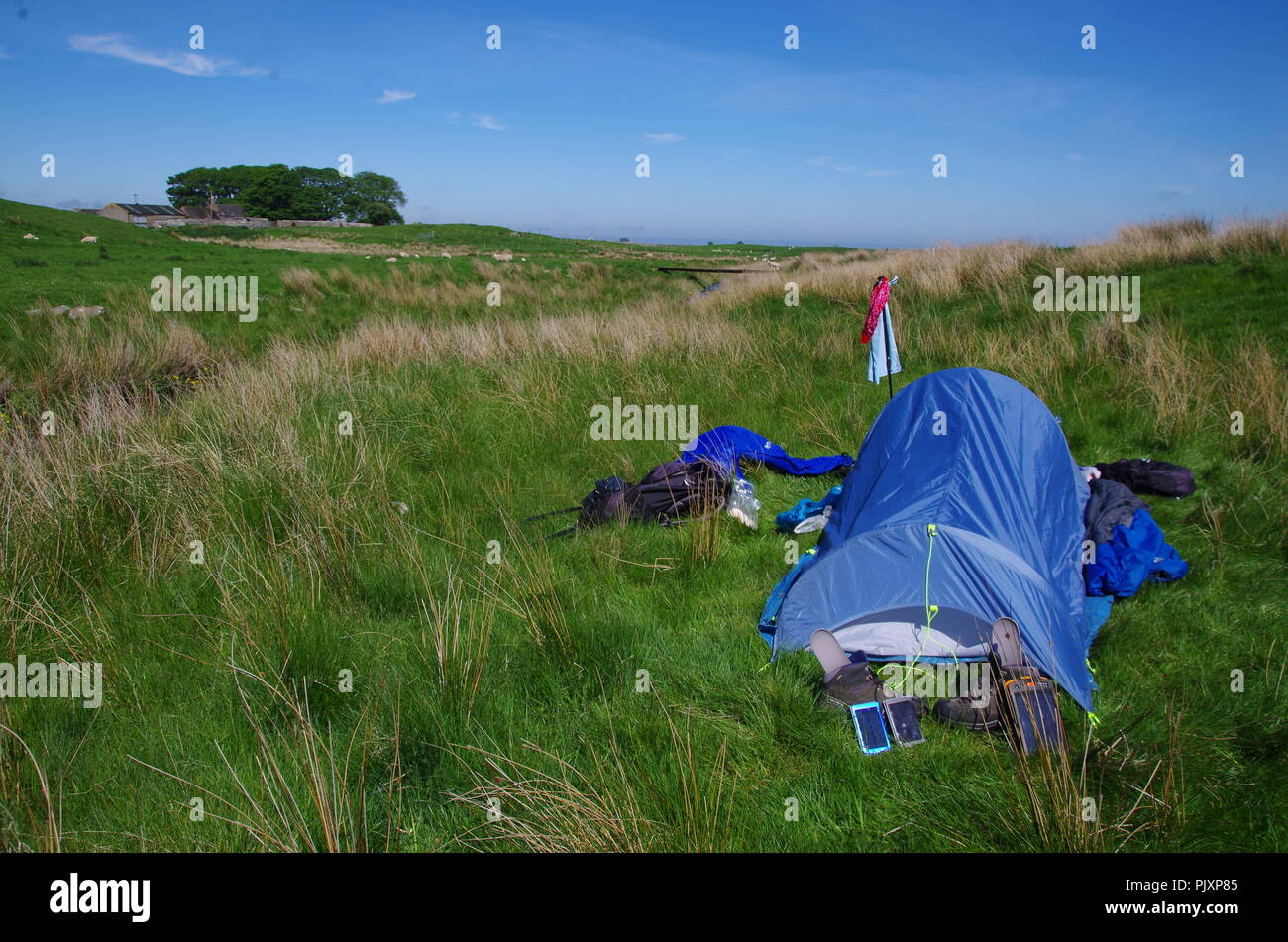 Wild camping. John o' groats (Duncansby head) to lands end. End to end trail. Caithness. Highlands. Scotland. UK Stock Photo