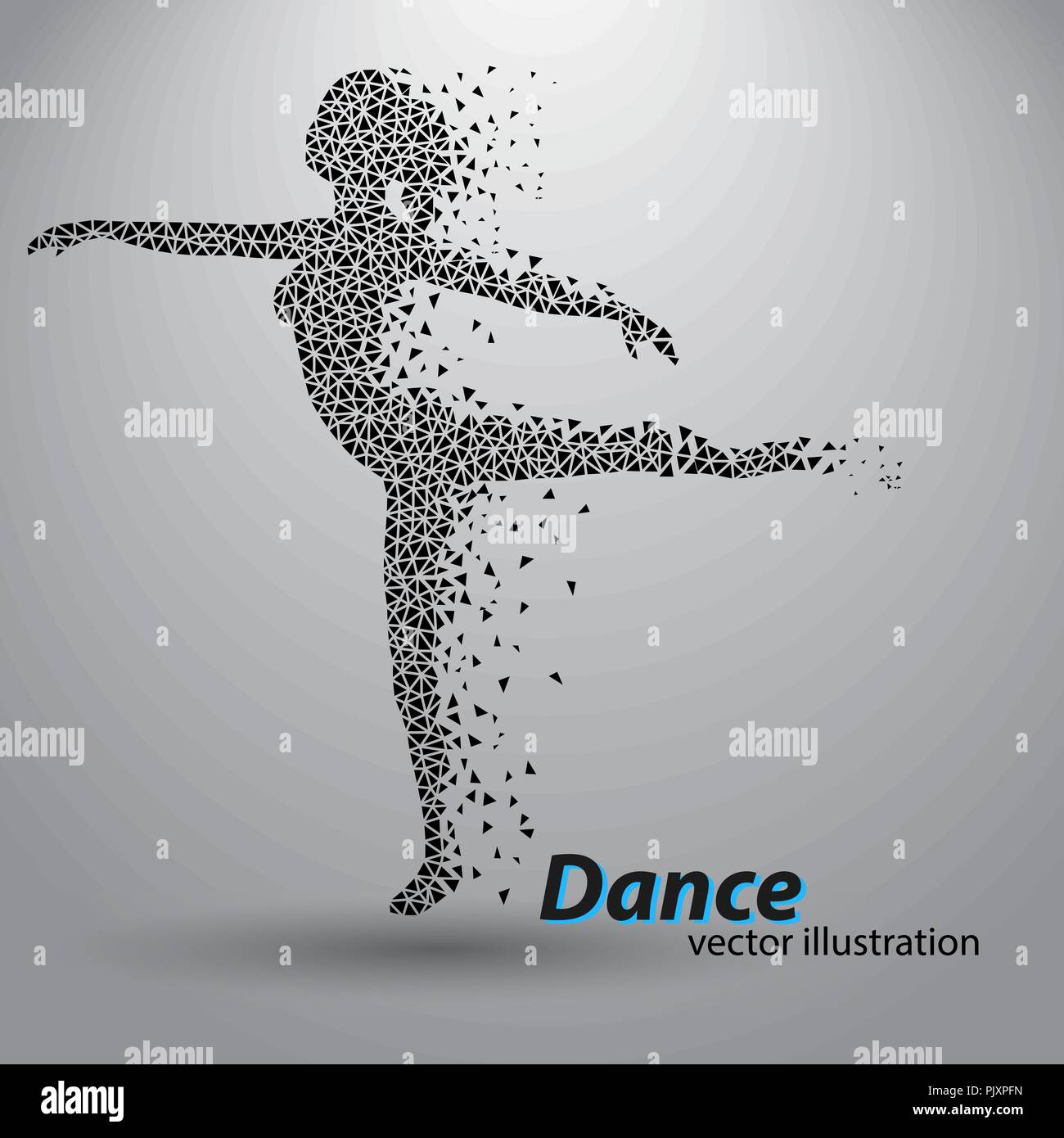 Silhouette of a dancing girl from triangles Stock Vector