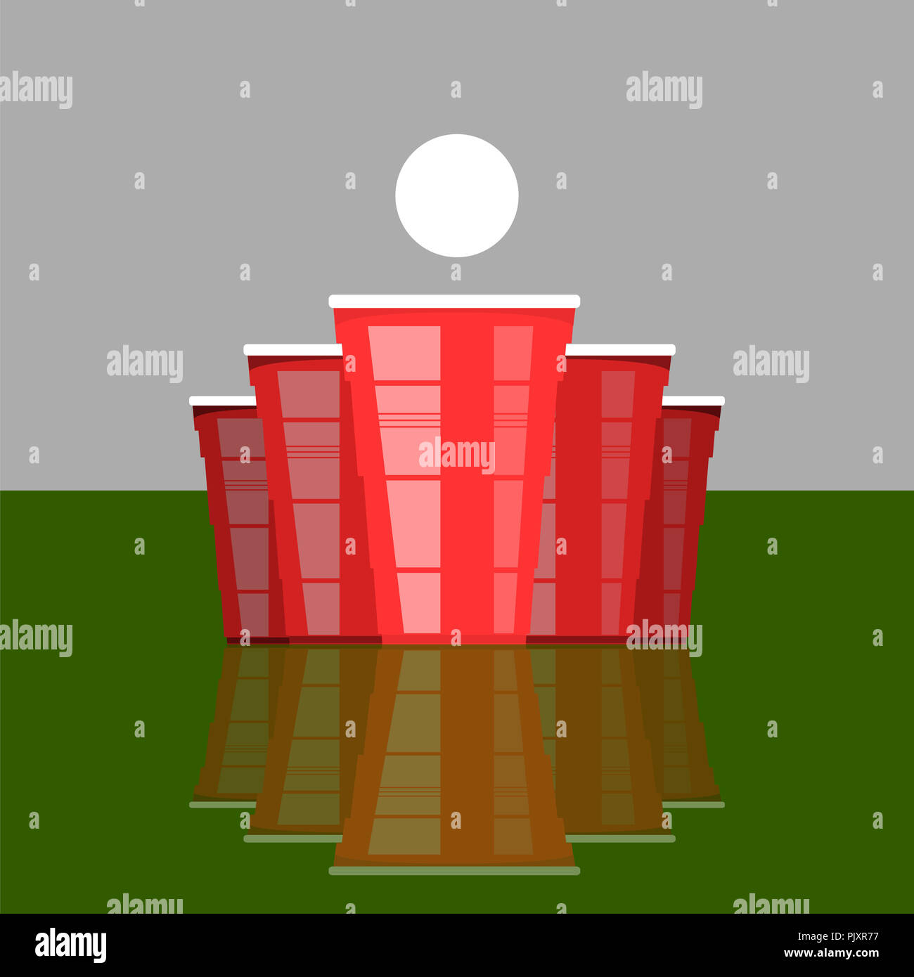 Beer Pong Tournament. Red Cups and White Tennis Ball. Fun Game for Party.  Traditional Drinking Time Stock Photo - Alamy