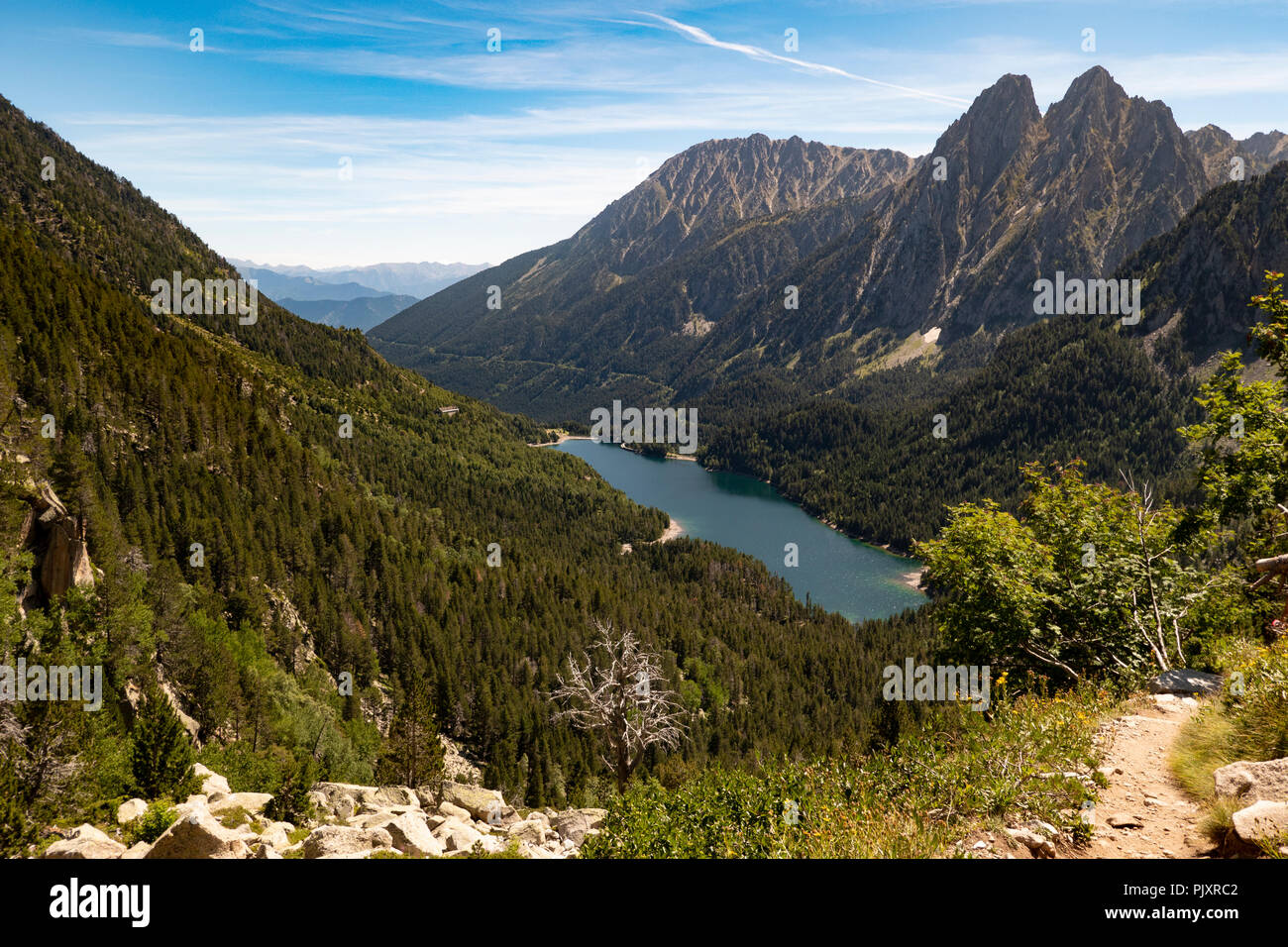 National Park Aiguestortes in Pyrenees Mountains, Catalonia, Spain. Stock Photo