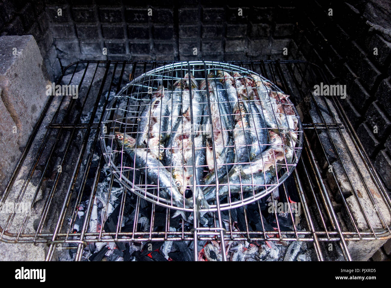 frischer Frisch wird im Grill zubereitet Stock Photo