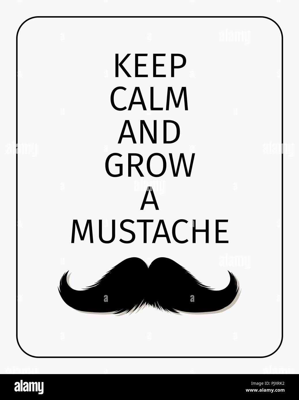 Moustaches Challenge Poster. Keep Calm And Grow A Mustache Aged Retro Vertical Brochure. Vector Illustration for November Challenge. Black Silhouette of Mustache Stock Vector