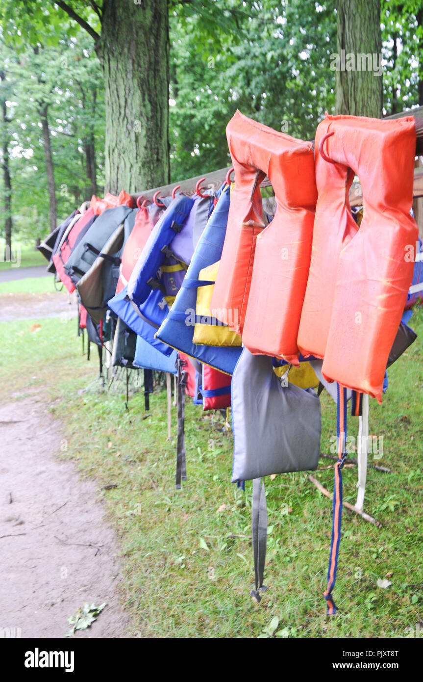 Life jackets drying Stock Photo Alamy