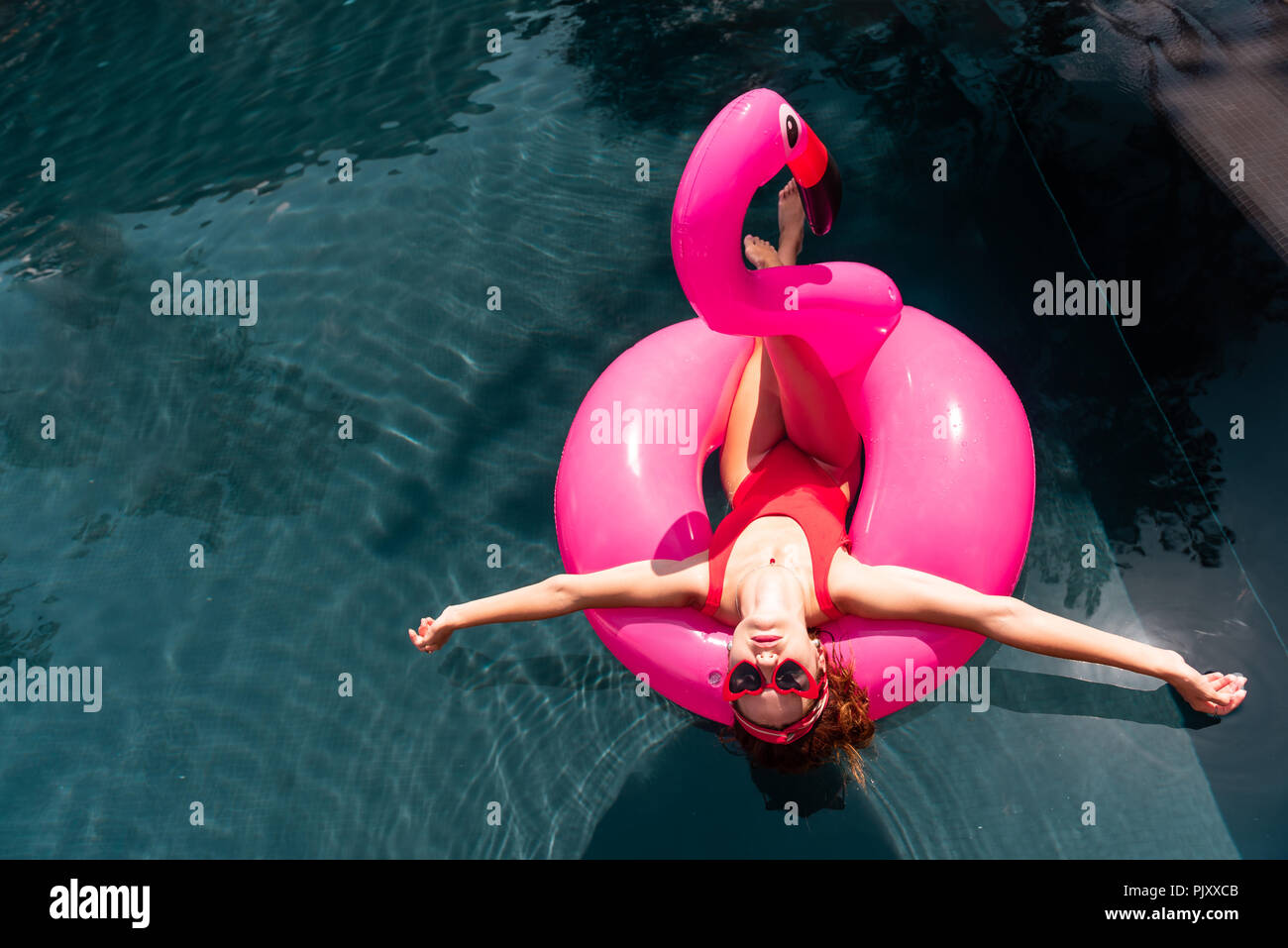 Top view of a happy relaxed woman Stock Photo