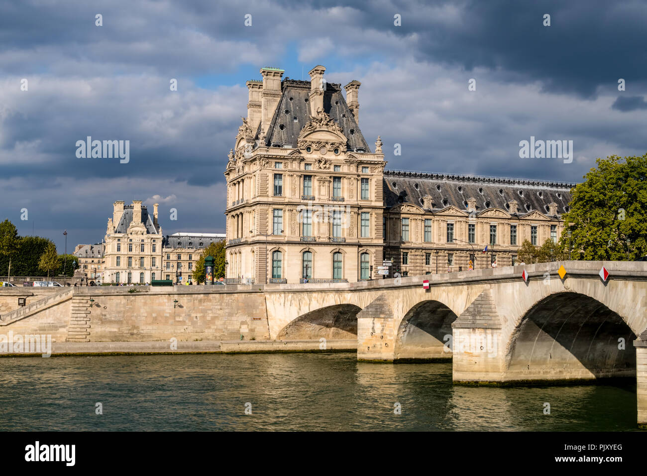 Pont Royal and Palais du Louvre - Paris France Stock Photo