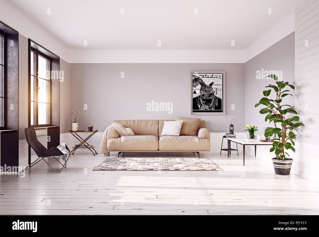 Modern Living Room Interior 3d Rendering Concept Stock Photo Alamy
