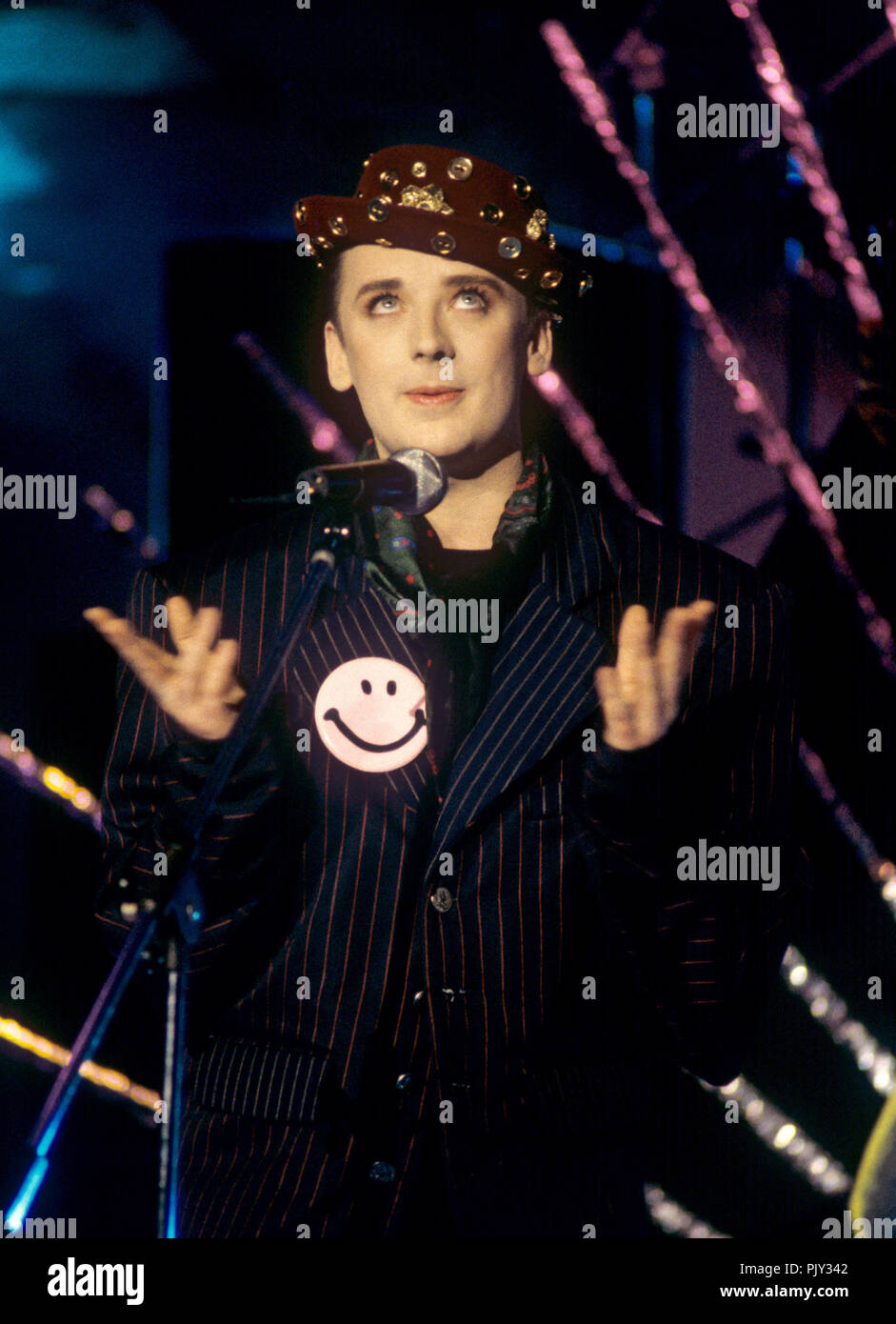 Boy George on 23.02.1989 in San Remo. | usage worldwide Stock Photo - Alamy