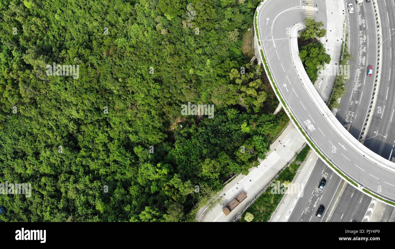 highway in hong kong, Lung Cheung Road Stock Photo