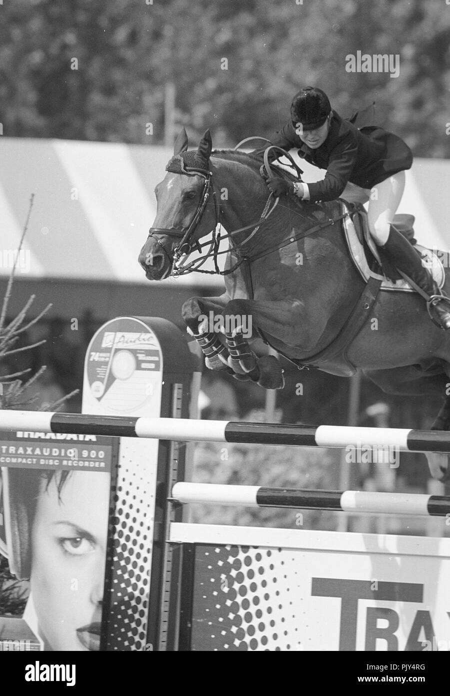 European Showjumping Championships, Hickstead, August 1999 Alexandra Ledermann (FRA) riding Rochet M Stock Photo