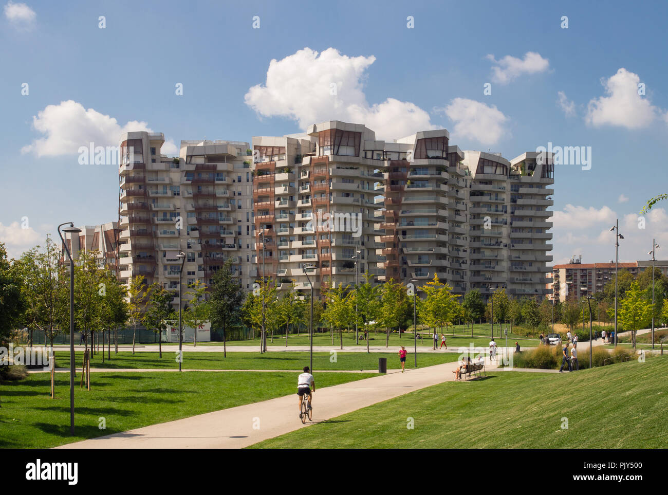 Daniel Libeskind, CityLife Residences, sustainable residential complex, Milan, Italy 2004, exterior view Stock Photo