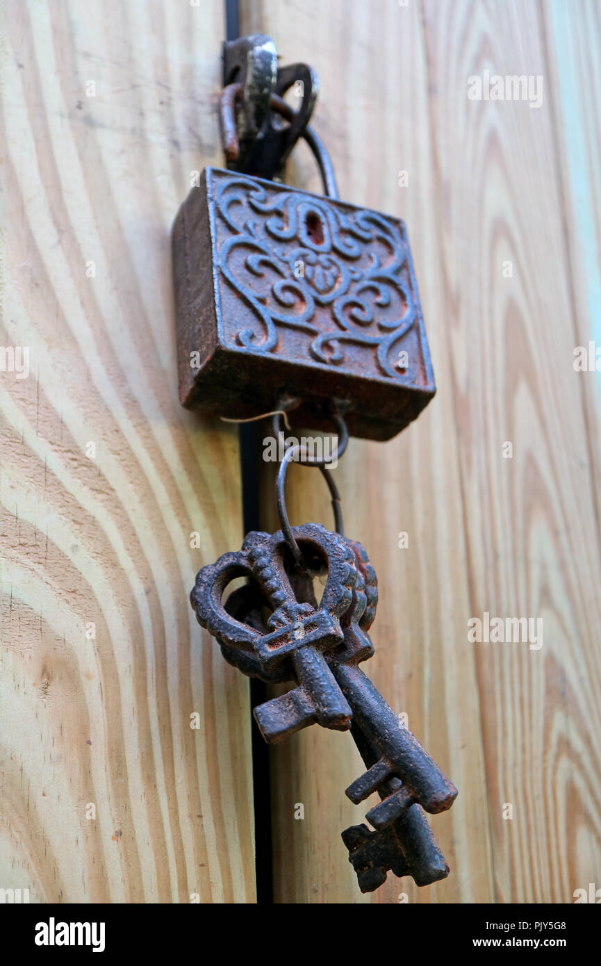 Vertical Photo Of Dark Color Vintage Decorative Metal Keys And