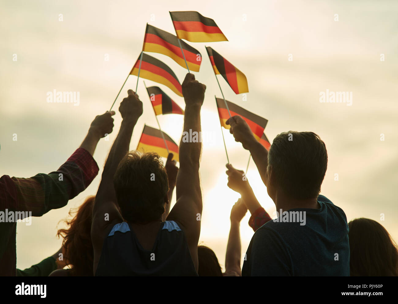 German patriots with flags Stock Photo Alamy