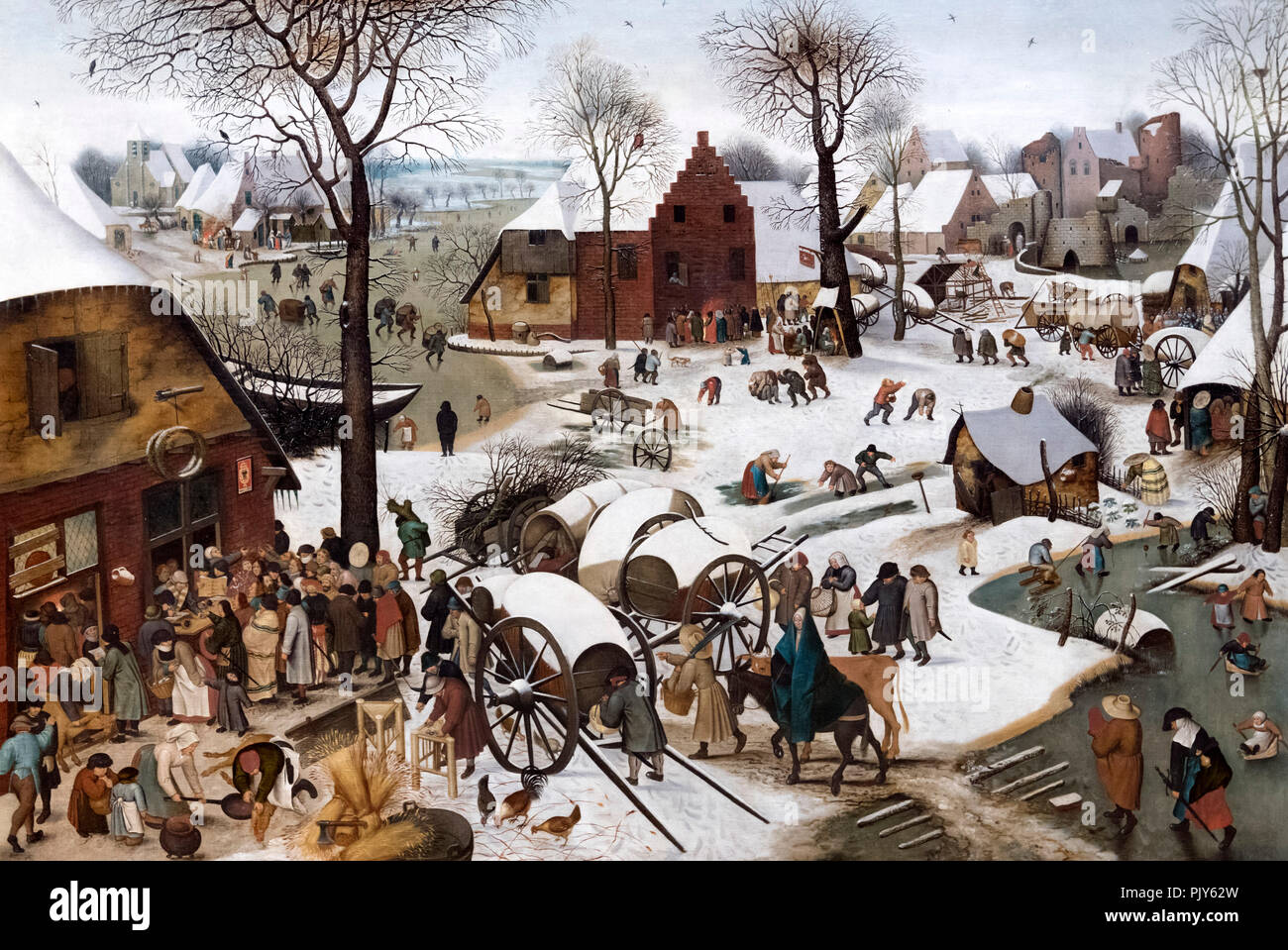 The Census at Bethlehem by Pieter Brueghel the Younger (1564-1638), oil on canvas, c.1610-20 Stock Photo