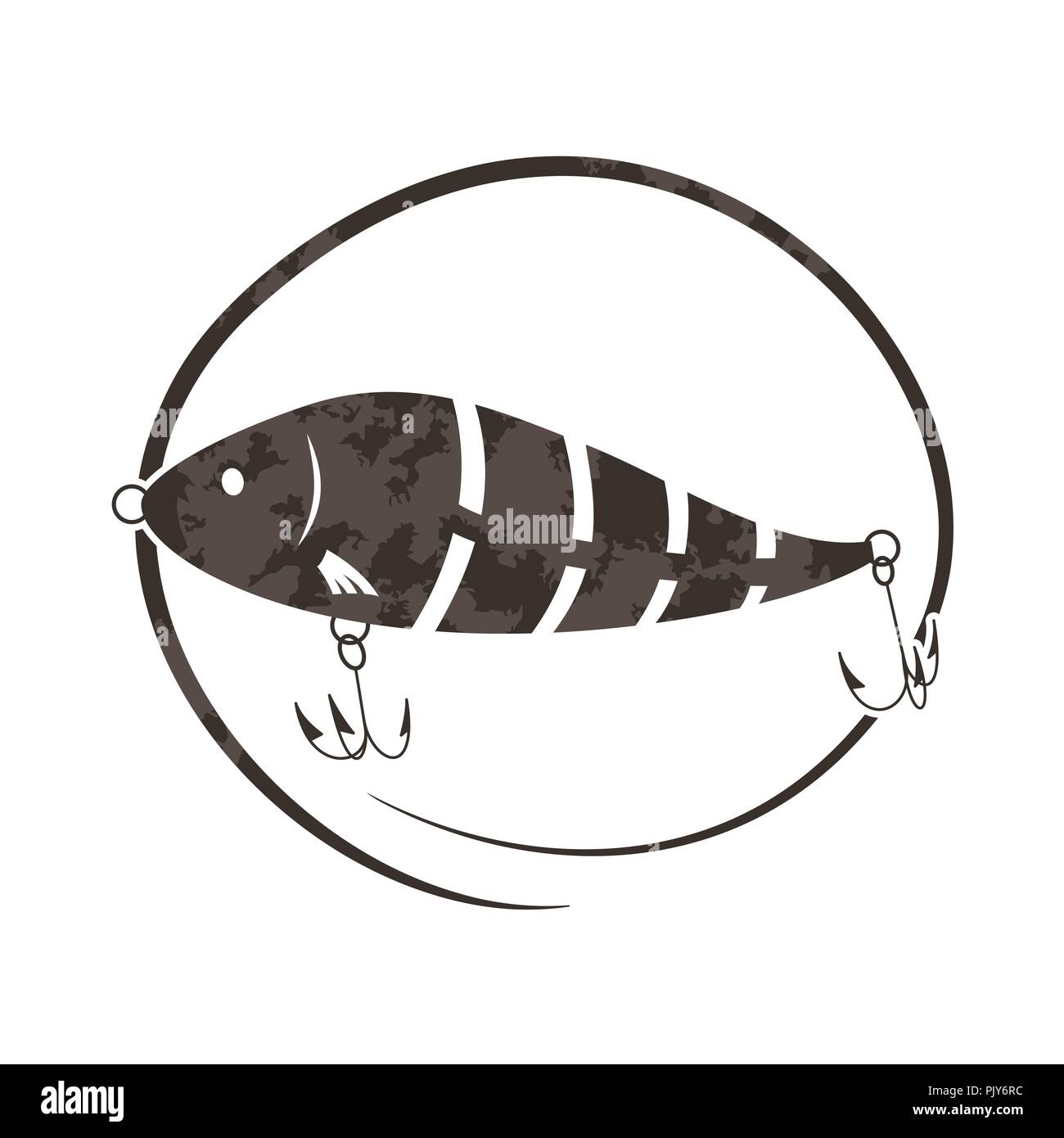 Fishing. Wobbler lure for fish. Black and white logo. Vector illustration. Stock Vector