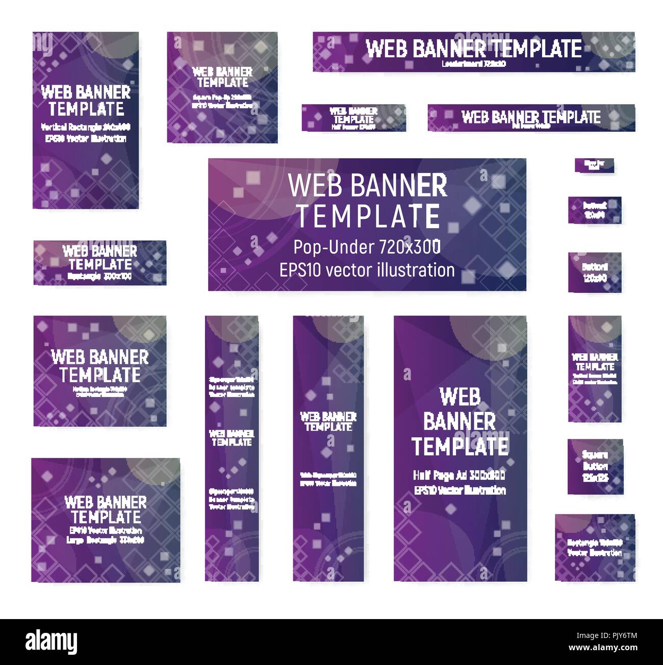 Purple Web Banners Standard Size Vector Illustration The Design