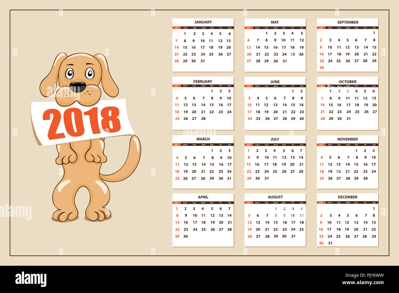 Pocket 2-year calendar planner 2017/2018 Organizer Appointment Book Funny Dog 