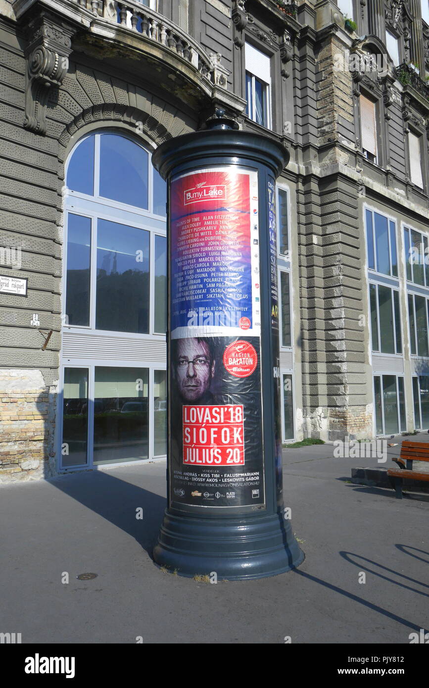 Morris column, advertising column, Budapest, Hungary Stock Photo