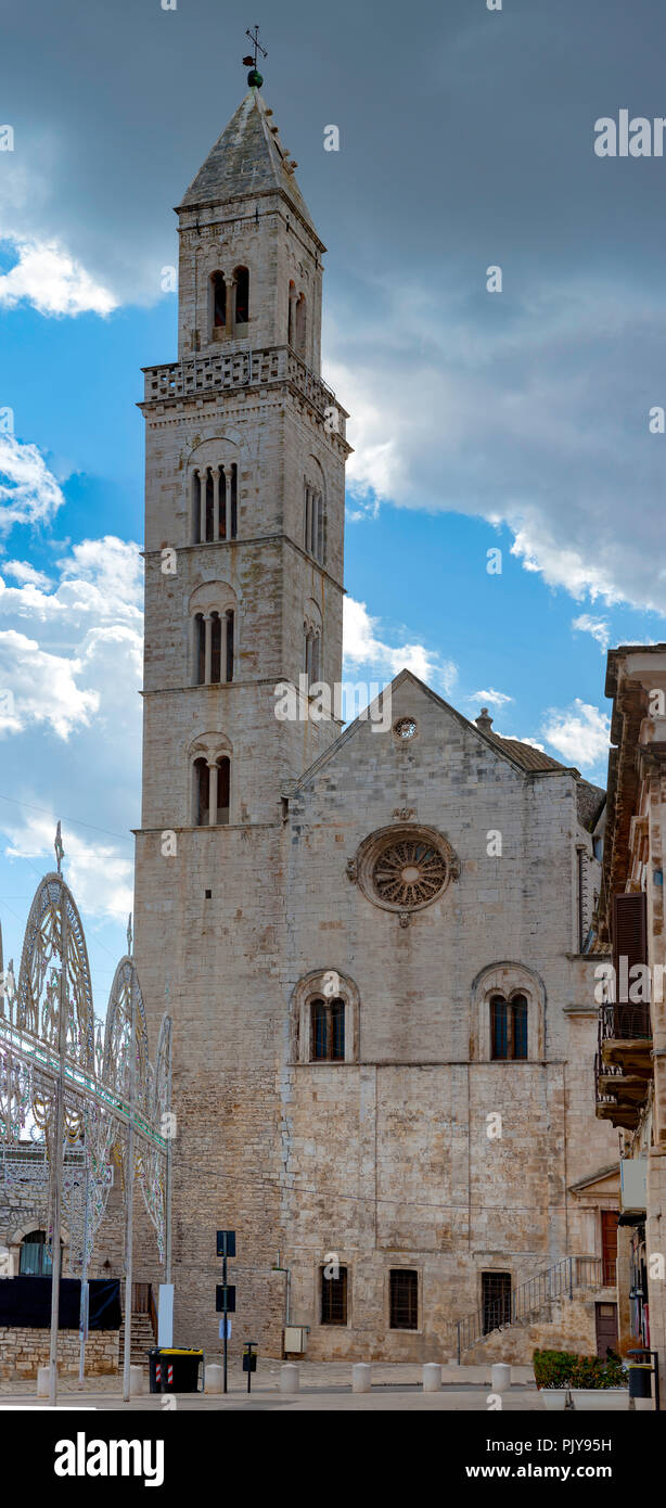Palo del Colle town in Apulia, Italy. Apulian Romanesque cathedral church. Stock Photo