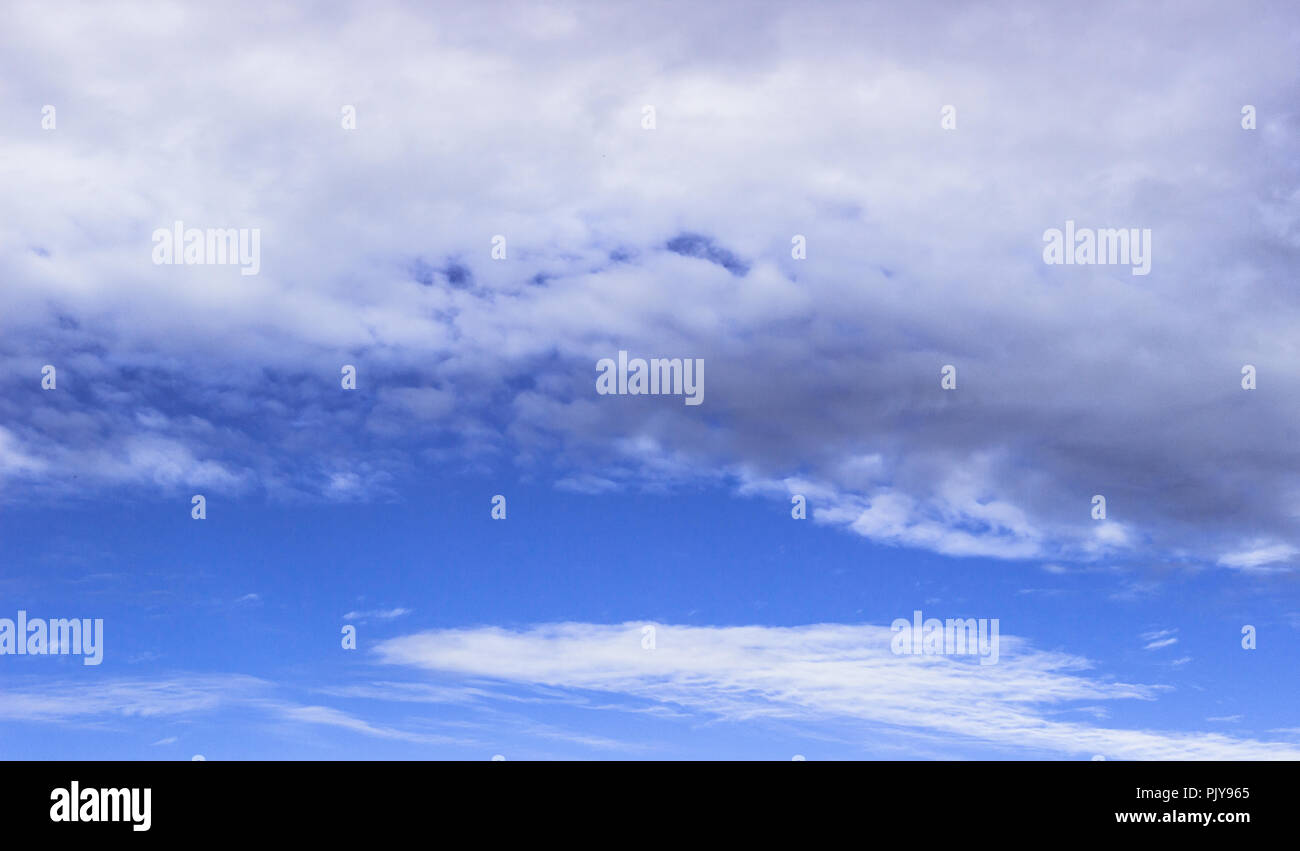 blue sky background with tiny clouds. panorama Stock Photo - Alamy