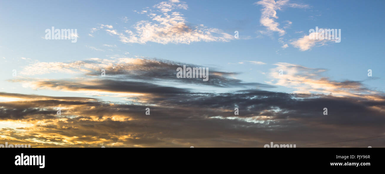 blue sky background with tiny clouds. panorama Stock Photo