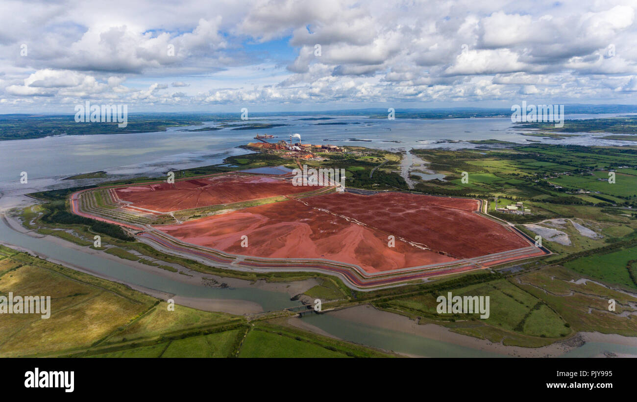 Aughinish Alumina Refinery, Foynes,Ireland - 29th August, 2018: Aerial view of Aughinish Alumina Refinery on the Shannon River , Co Limerick, it is Th Stock Photo