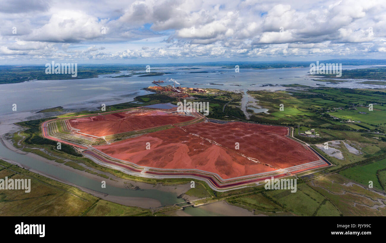 Aughinish Alumina Refinery, Foynes,Ireland - 29th August, 2018: Aerial view of Aughinish Alumina Refinery on the Shannon River , Co Limerick, it is Th Stock Photo