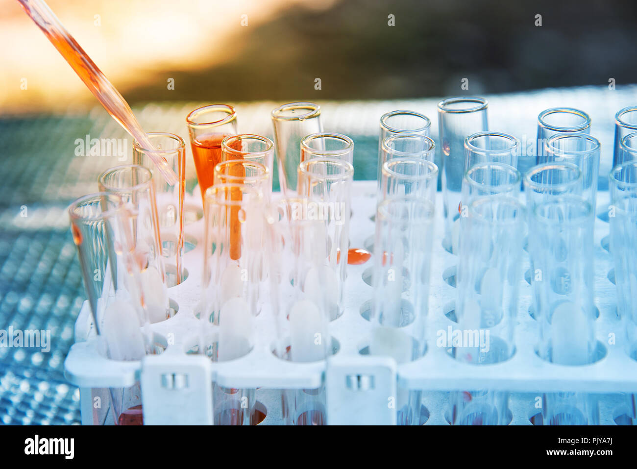 Scientist adding solution test tube hi-res stock photography and images ...