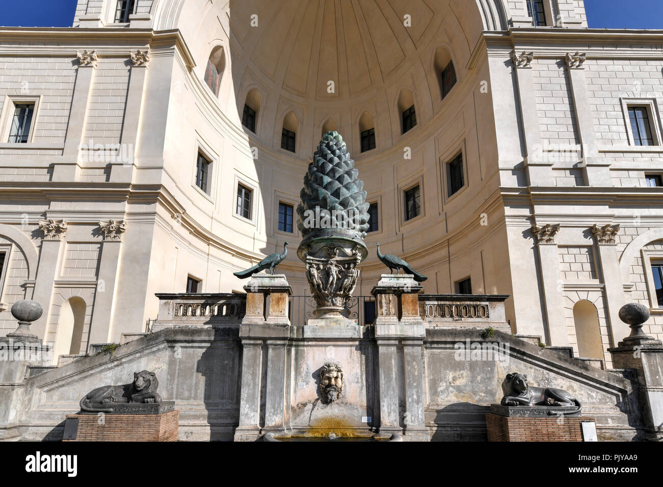 The Pigna fountain at St. Peter's in Rome - Pigna is the name of rione IX  of Rome. The name means pine cone in Italian, and the symbol for the rione  is
