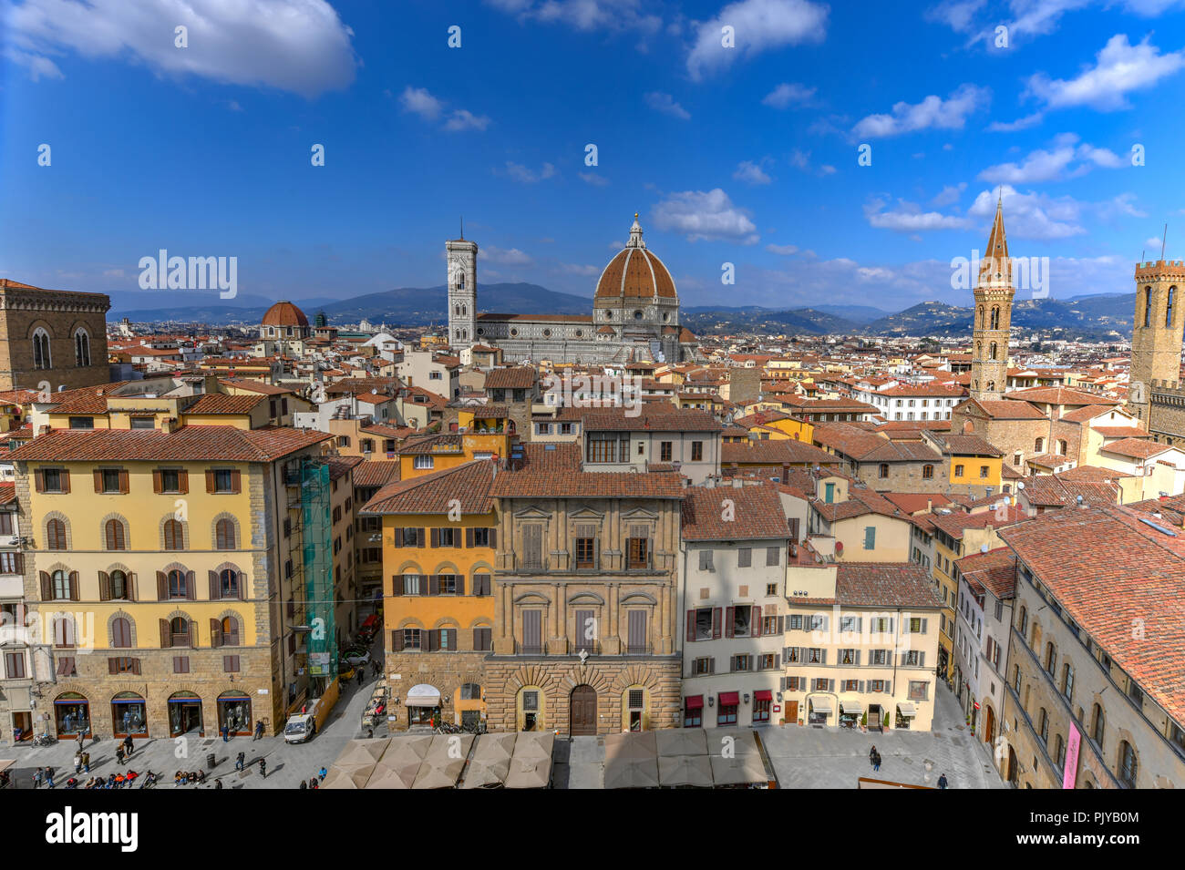 Duomo Santa Maria Del Fiore and Bargello in Florence, Tuscany, Italy Stock Photo