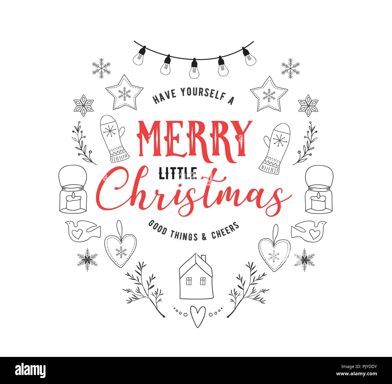 Scandinavian style, simple and stylish Merry Christmas greeting ...