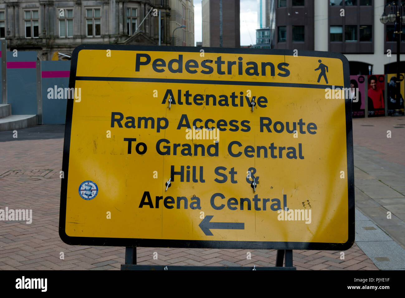 Spelling mistake on sign, Altenative instead of Alternative, Paradise Circus redevelopment, Birmingham, UK Stock Photo