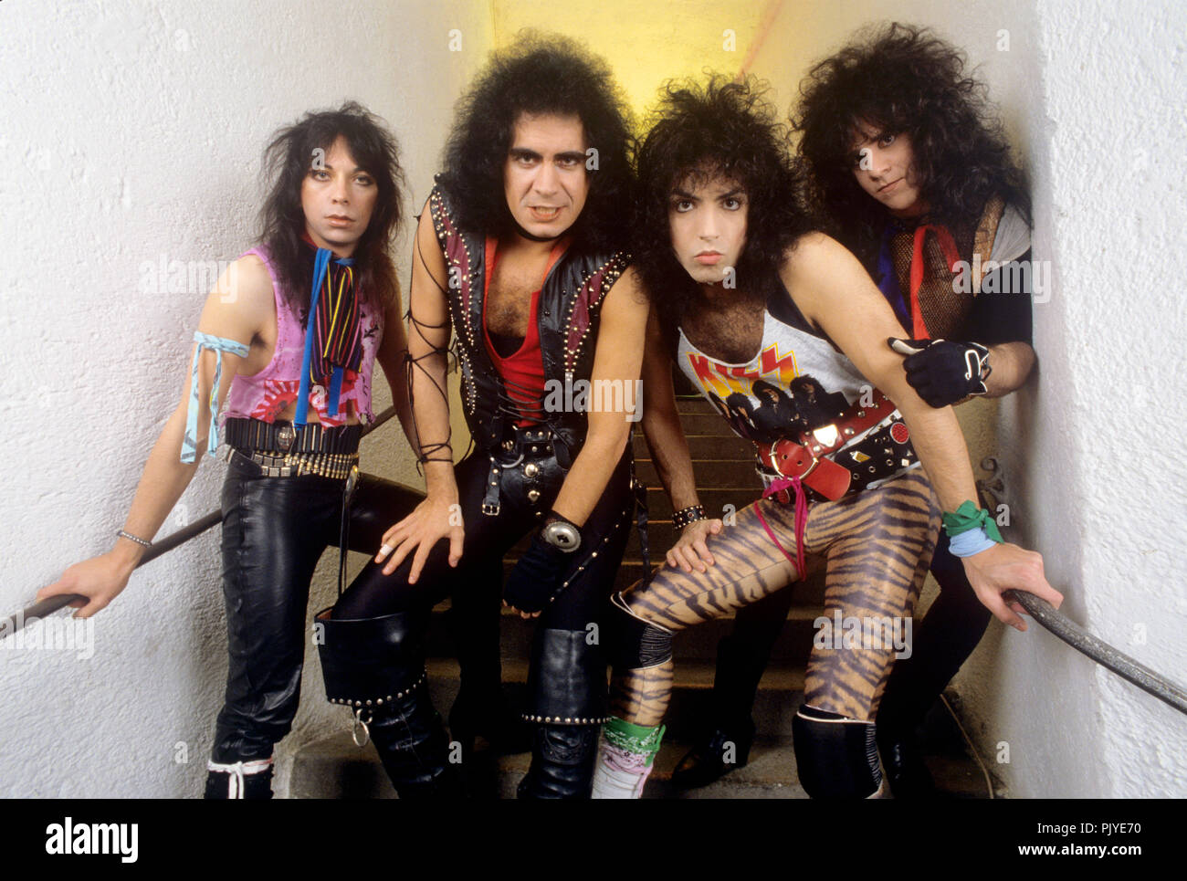 Kiss (v.l. Vinnie Vincent, Gene Simmons, Paul Stanley, Eric Carr) on 02 ...