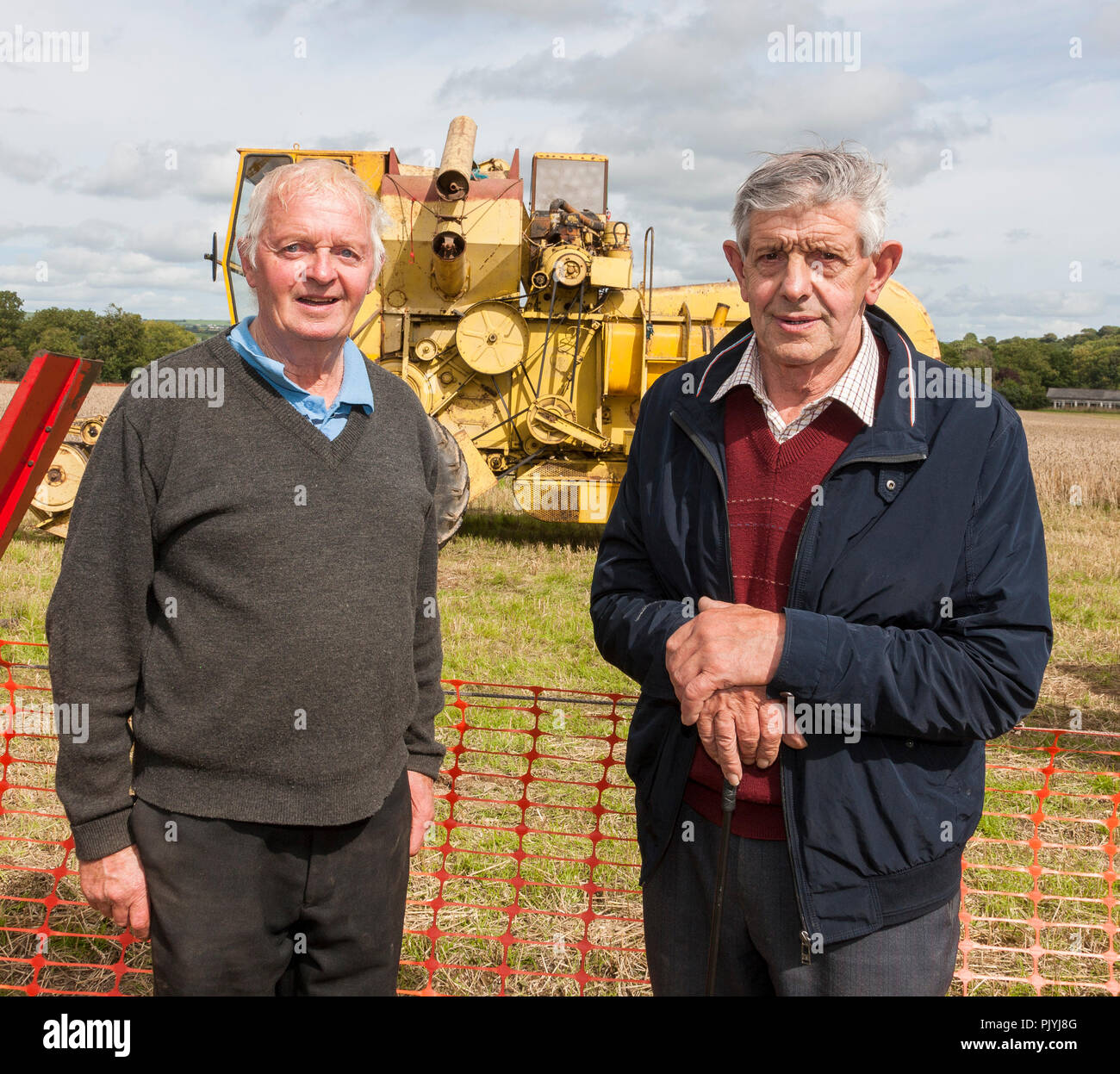 Timoleague, Cork, Ireland. 9th September 2018. John Sutton, Clonakilty and Kevin Finn of Timoleague at the West Cork Vintage Ploughing & Threshing event that was held at Barryshall Timoleague Co.Cork. Credit: David Creedon/Alamy Live News Stock Photo