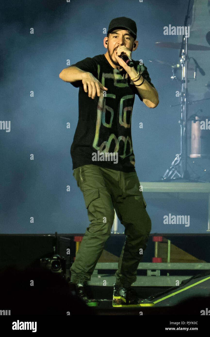 Milan, Italy. September 8, 2018. Mike Shinoda on stage at Milano Rocks Credit: Luca Quadrio/Alamy Live News Stock Photo