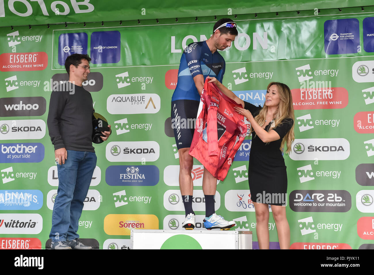 London, UK. 09th Sep, 2018. Alex Paton of Canyon Eisberg won the Eisberg Sprints Classification at Winner's Presentation during 2018 OVO Energy Tour of Britain - Stage Eight: The London Stage on Sunday, September 09, 2018, LONDON ENGLAND: Credit: Taka Wu/Alamy Live Stock Photo