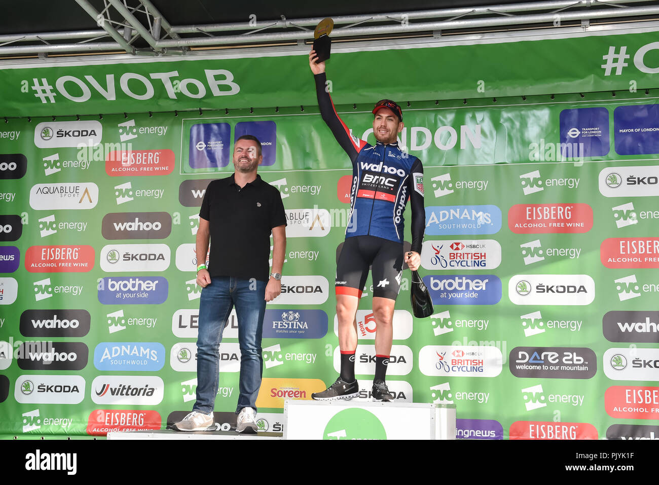 London, UK. 09th Sep, 2018. Patrick Ebvin of BMC Racing Team is the winner of Wahoo Points Classification at Winner's Presentation  during 2018 OVO Energy Tour of Britain - Stage Eight: The London Stage on Sunday, September 09, 2018, LONDON ENGLAND: Credit: Taka Wu/Alamy Live News Stock Photo