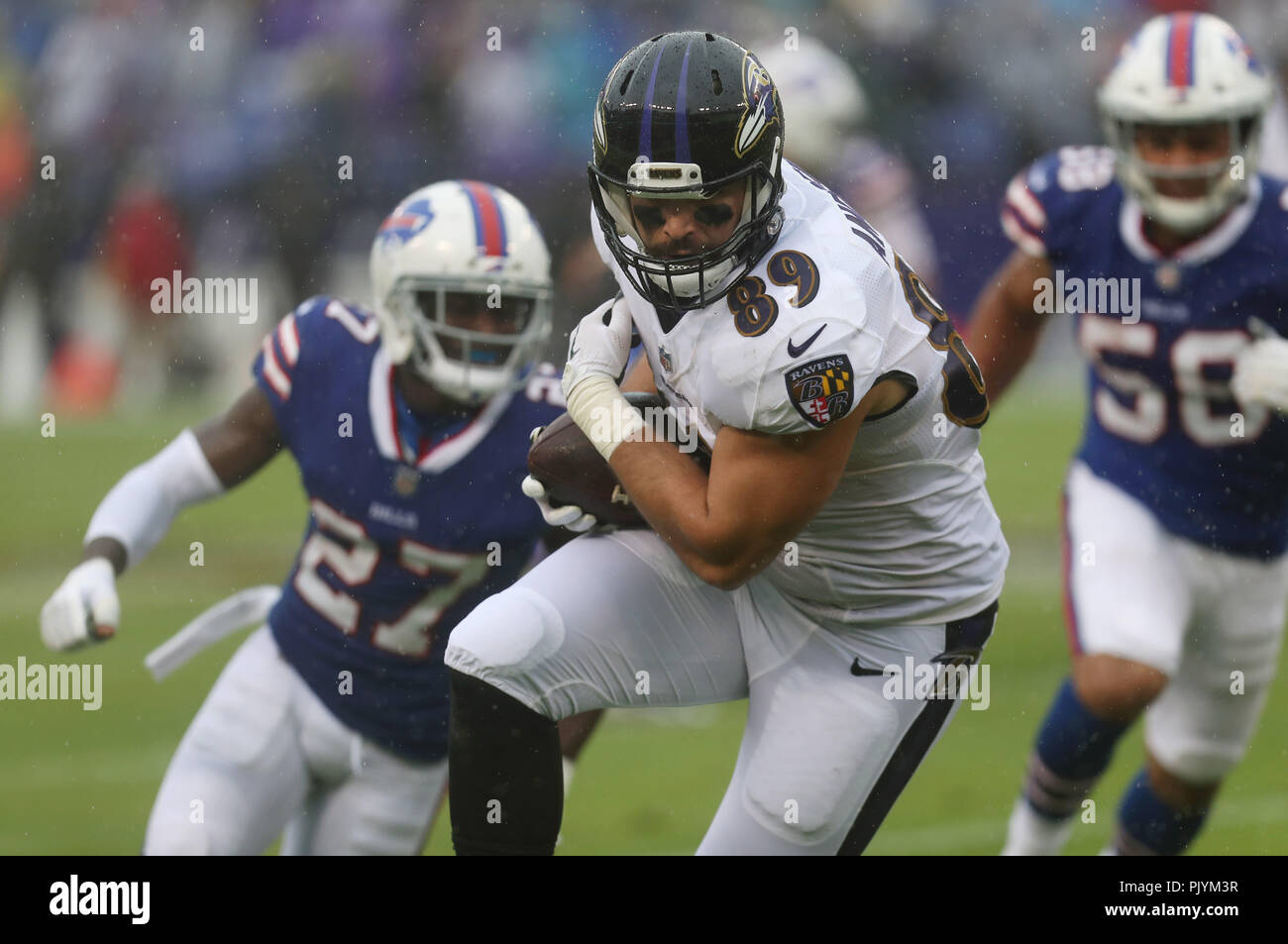 Baltimore, USA. 9th Sept 2018. Baltimore Ravens TE Mark Andrews (89) in action during a game against the Buffalo Bills at M&T Bank Stadium in Baltimore, MD on September 9, 2018. Photo/ Mike Buscher/Cal Sport Media Credit: Cal Sport Media/Alamy Live News Stock Photo