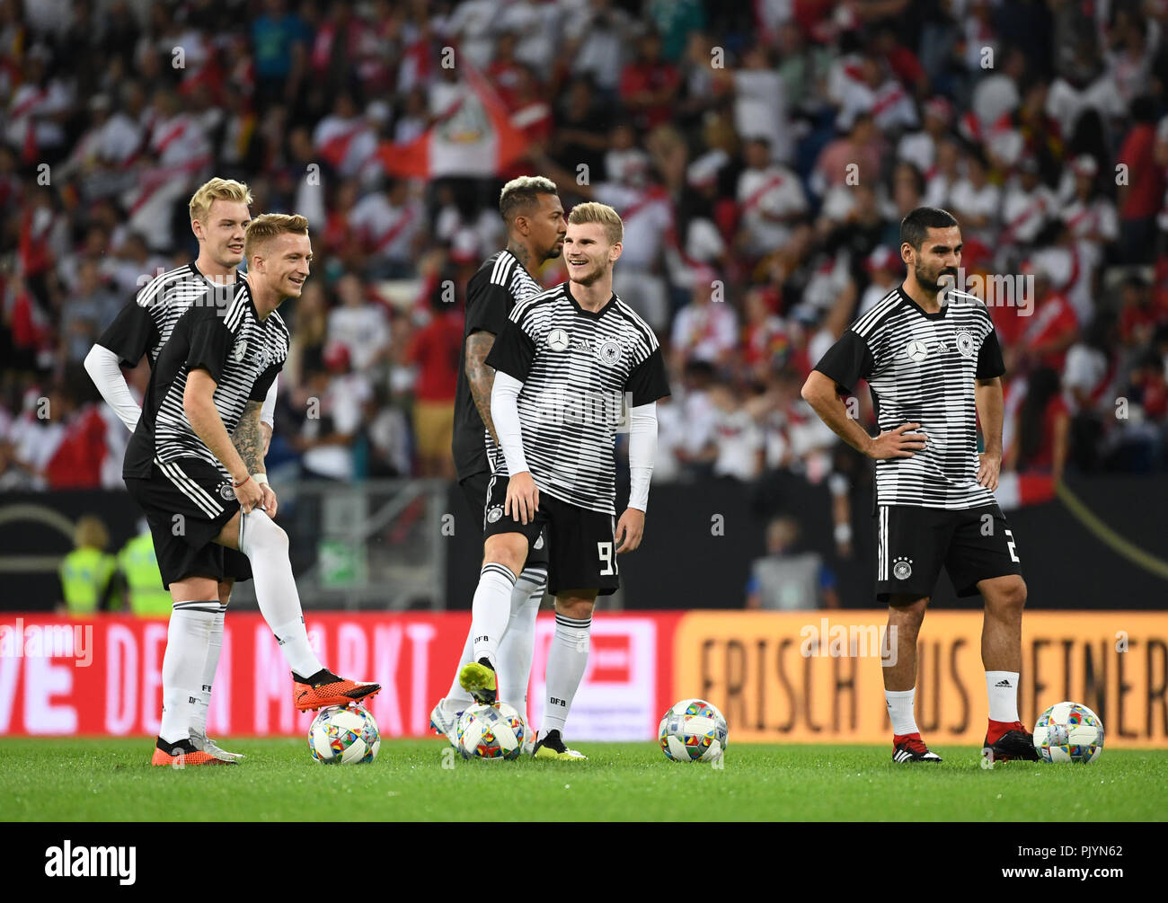 Julian Brandt, Toni Kroos, Jerome Boateng, Timo Werner and Ilkay Guendogan of Germany (lr) before the game GES/Football/Friendlies: Germany - Peru, 09.09.2018 Football/Soccer: Friendly match: Germany vs Peru, Sinsheim, September 9, 2018 | usage worldwide Stock Photo