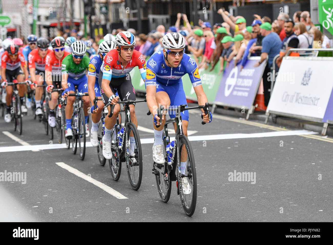 London, UK. 9th Sept 2018. Maximilian Schachmann of Quick Step Floors during 2018 OVO Energy Tour of Britain - Stage Eight: The London Stage on Sunday, September 09, 2018, LONDON ENGLAND: Credit: Taka Wu/Alamy Live News Stock Photo