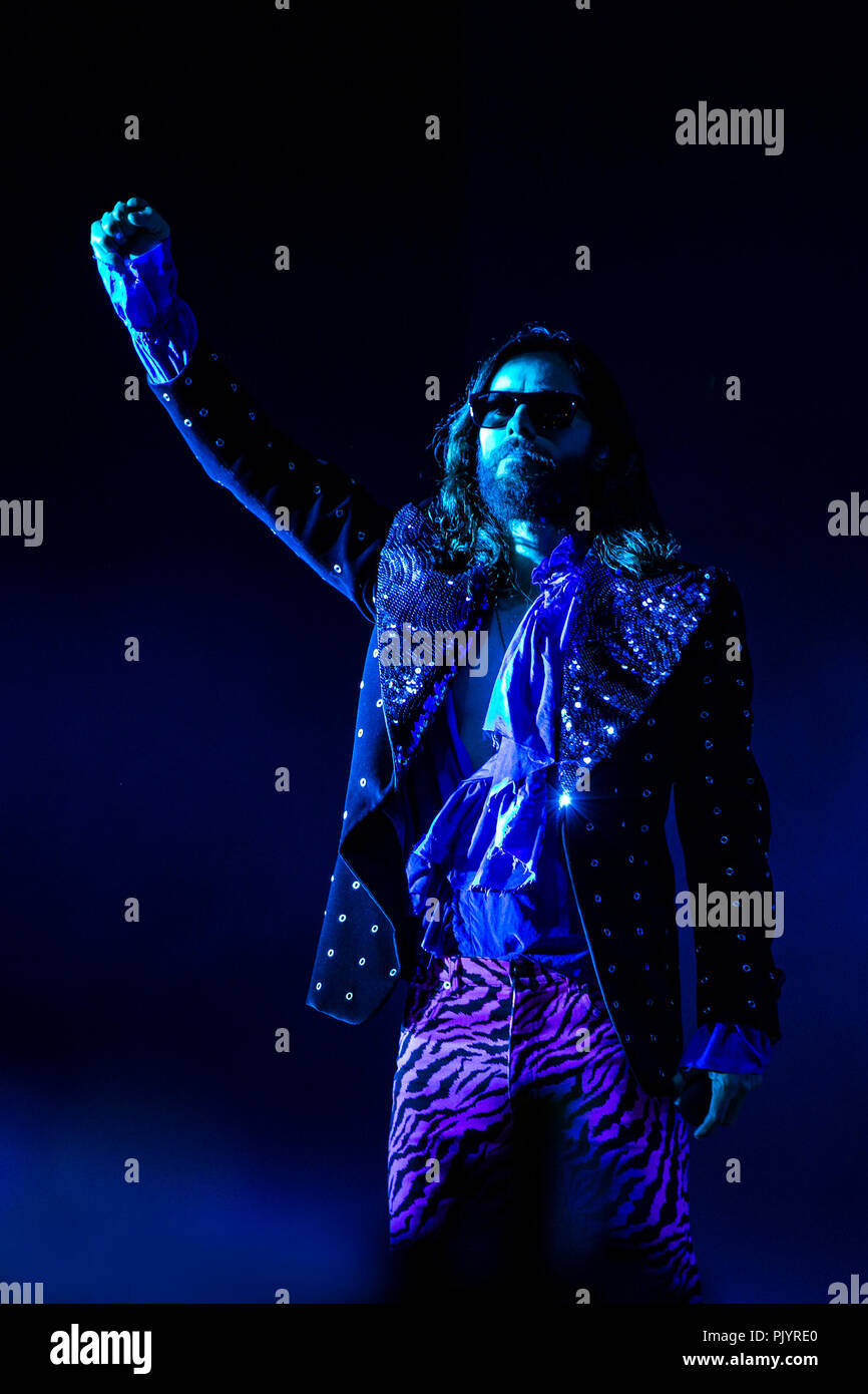 Milan, Italy, 8th September 2018: Thirty Seconds to Mars (Jared and Shannon Leto) perform on stage at Milano Rocks in Italy, at Area Experience in Milan, for their European Tour 2018 - Valeria Portinari/Alamy Live News Stock Photo