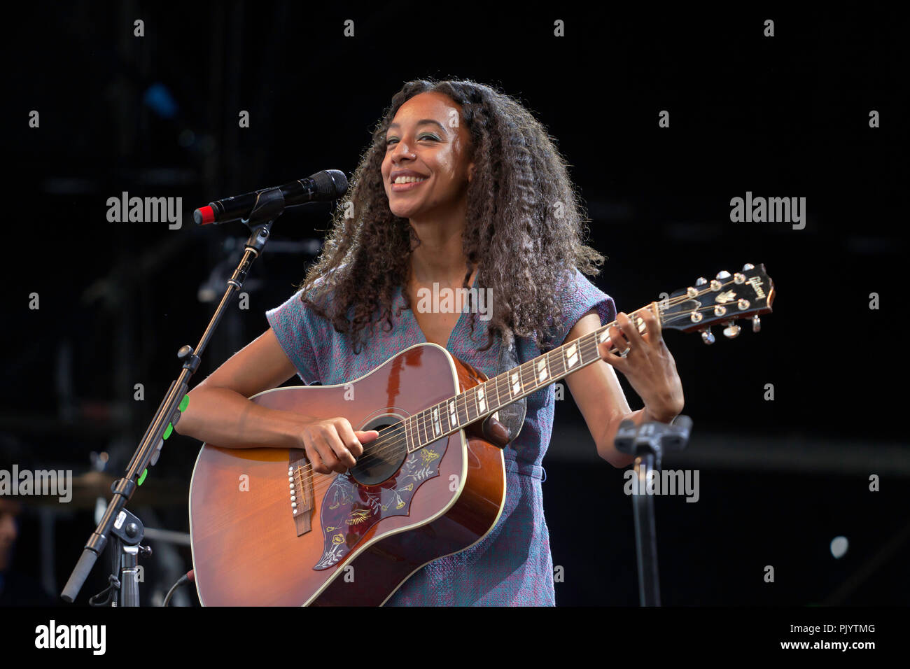 Corinne Bailey Rae performing on the Main Stage at the  OnBlackheath Music Festival, Lewisham, London Stock Photo