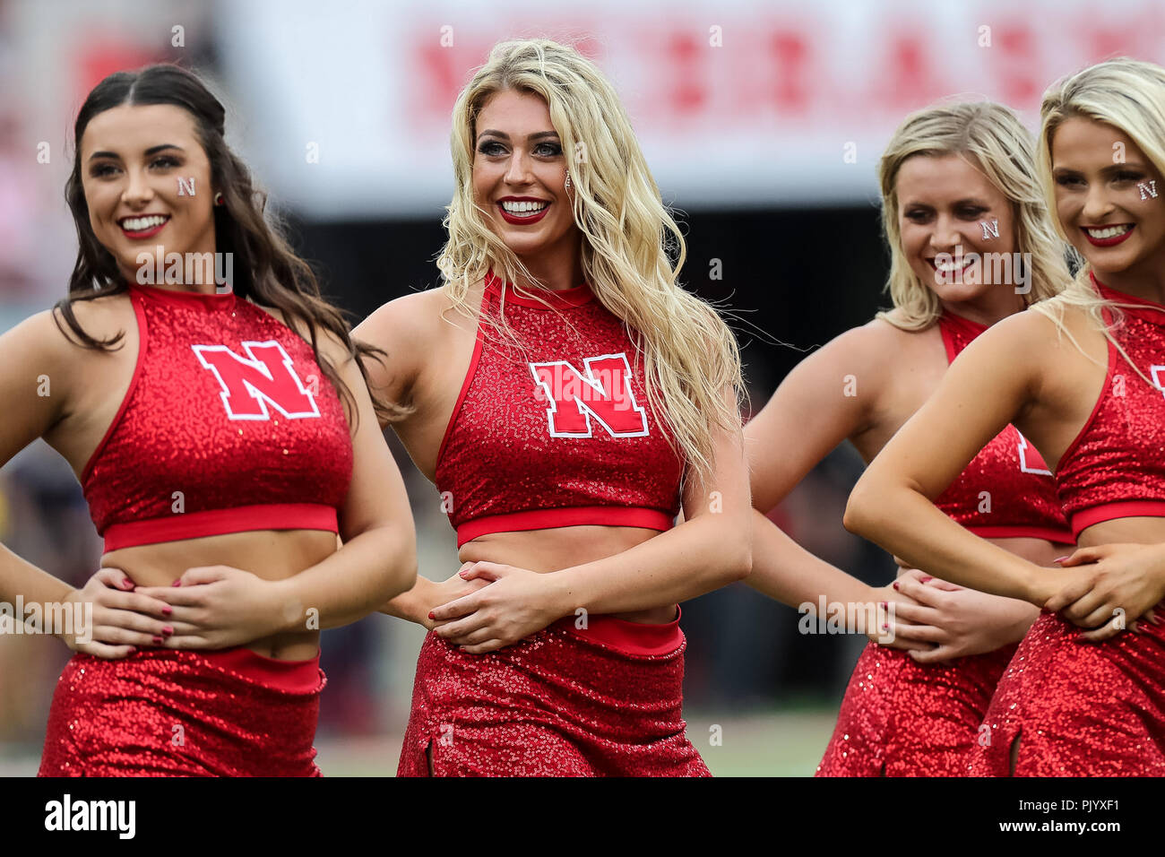 Lincoln, Nebraska, USA. 08th Sep, 2018. Nebraska Cornhusker dance team