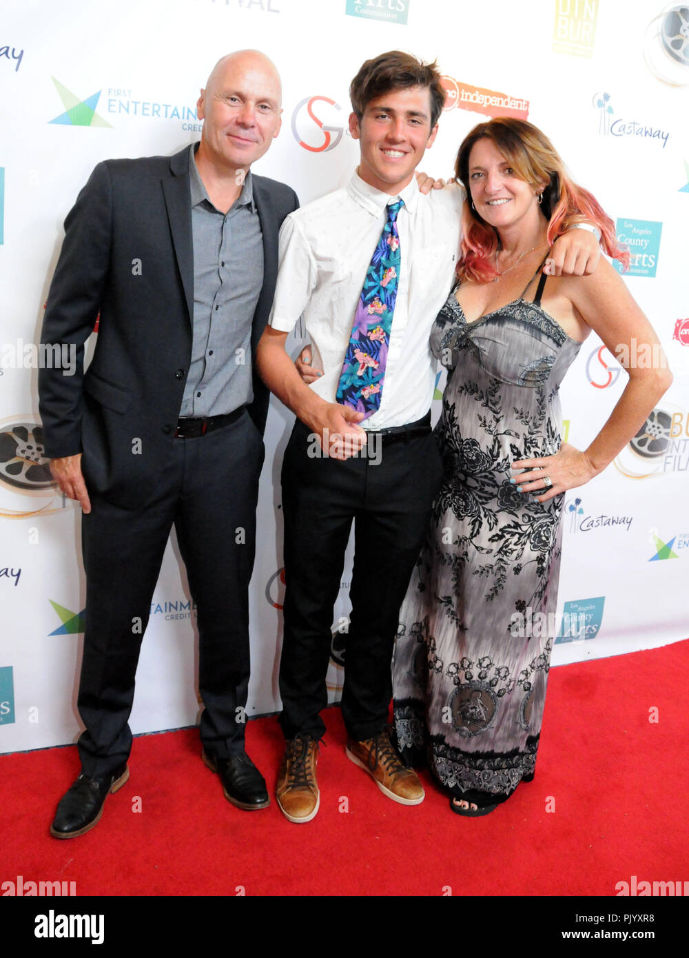 Burbank, USA. 9th Sept 2018. Photographer Stewart Cook, son Filmmaker Jackson Cook and producer Jennifer Magee-Cook attend the 10th Annual Burbank International Film Festival Closing Awards Show on September 9, 2018 at Los Angeles Marriott Burbank Airport Hotel in Burbank, California. Photo by Barry King/Alamy Live News Stock Photo