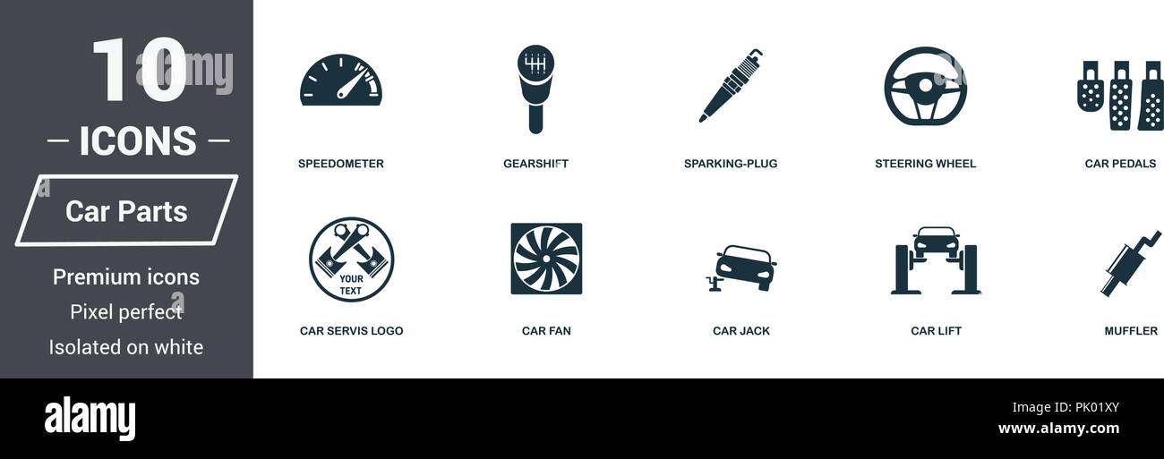 Car parts icons set. Premium quality symbol collection. Car parts icon