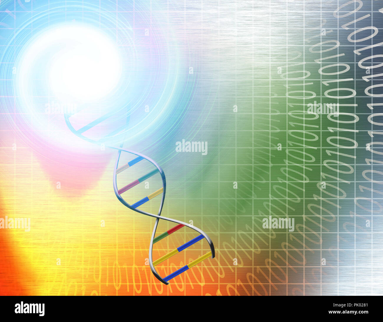 Binary tunnel and DNA Strand in Vivid Colors Stock Photo - Alamy
