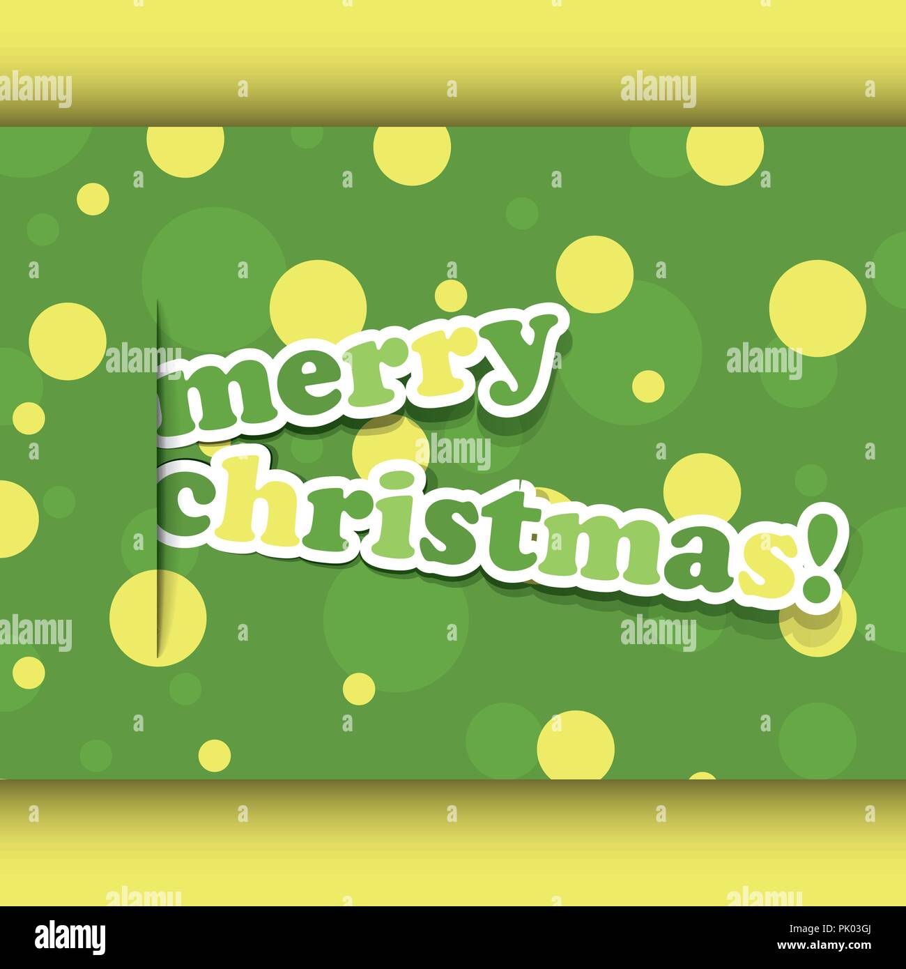 Abstract Yellow and Green Christmas Card With Bubbles Design in