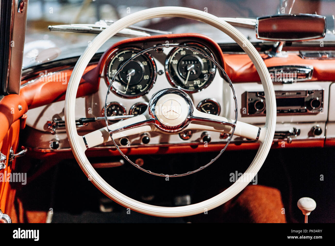 Berlin, August 29, 2018: Interior of the german classic vehicle ...