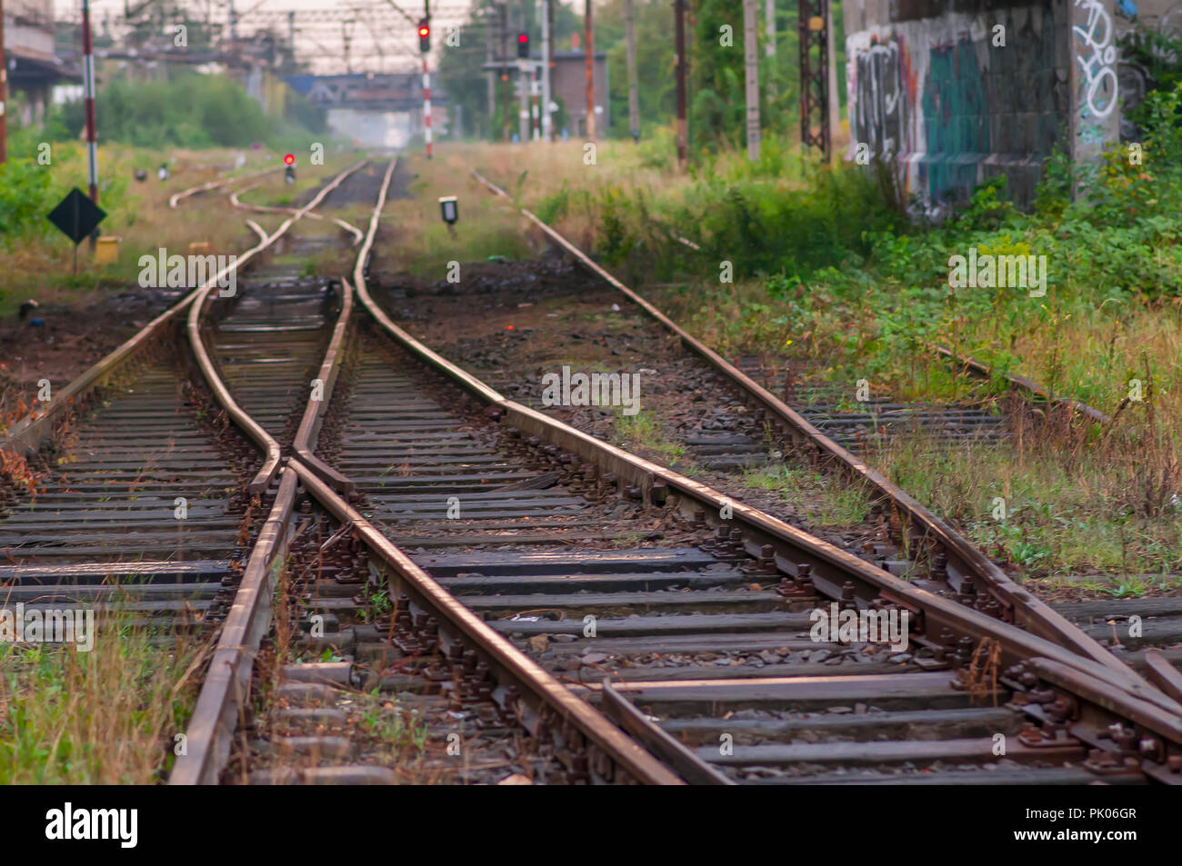 The separation of old railway line Stock Photo - Alamy