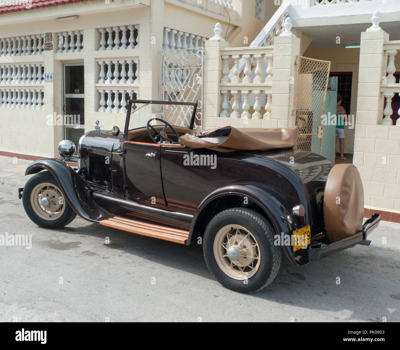 Vintage car in Cuba Stock Photo